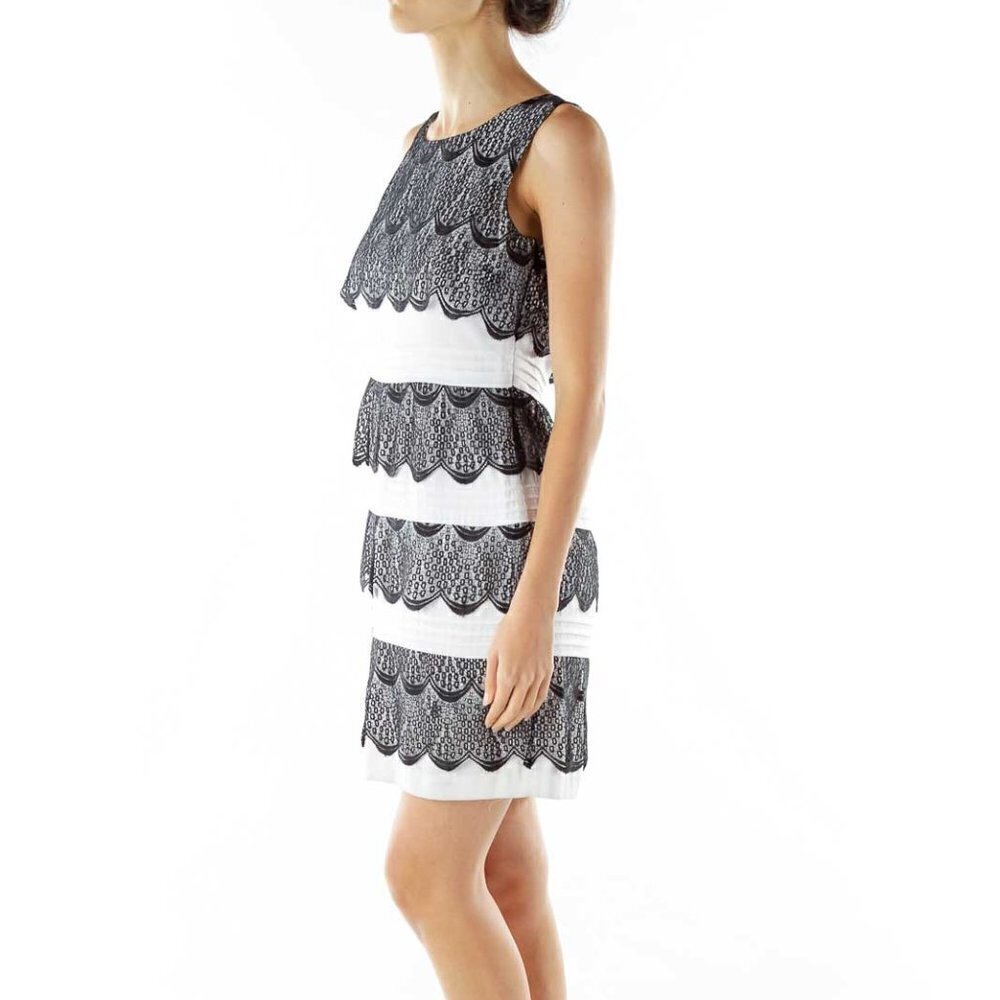 BCBG MaxAzria Black White Lace Cocktail Dress - Picture 3 of 3